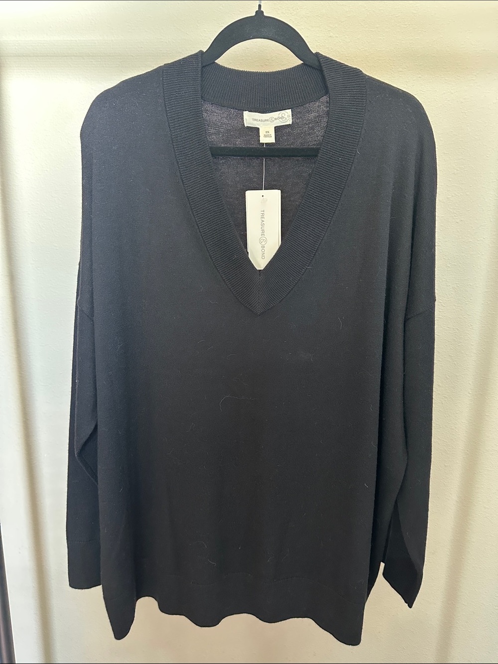 Treasure & Bond Black V-Neck Women’s Sweater